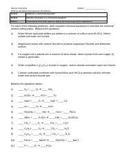 It comes in four different parts and includes example problems. Worksheet Balancing Equations Pdf Honors Chemistry Writing And Balancing Equations Worksheet Balance A Chemical Equation Sto 1 Name Sto 2 Identify Course Hero