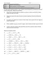 Balancing chemical equations practice worksheet & balancing from balancing equations worksheet answer key , source: Worksheet Balancing Equations Pdf Honors Chemistry Writing And Balancing Equations Worksheet Balance A Chemical Equation Sto 1 Name Sto 2 Identify Course Hero