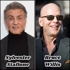 Bruce Willis: 69 years old, known for roles in films like "Die Hard" and  "Pulp Fiction." Arnold Schwarzenegger: 76 years old, famous for "The  Terminator" and "Conan the Barbarian." Sylvester Stallone: 77