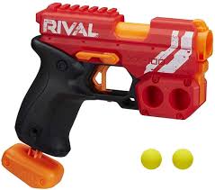 The rack holds several nerf guns (long guns and pistols) and a lot of ammo. Amazon Com Nerf Rival Knockout Xx 100 Blaster Round Storage 90 Fps Velocity Breech Load Includes 2 Official Rival Rounds Team Red Toys Games