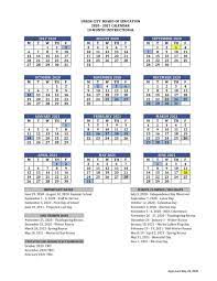 Calendario escolar para centros universitarios. Printable School Calendar Basics Union City Public Schools