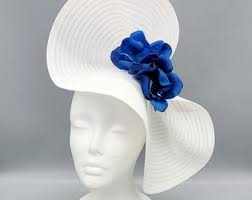 White Blue Derby Hat Fascinator, Bridal Fascinator,church, Formal, Mother's  Day, Royal Ascot, Wedding, Tea Party, Horse Race, Cocktail
