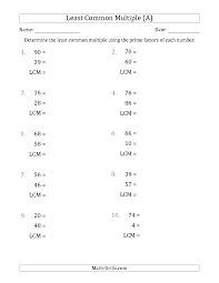 The Least Common Multiples Of Numbers To 100 From Prime Factors With Lcm S Not Equal To Numbers Or Least Common Multiple Common Multiples Factors And Multiples