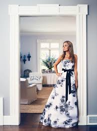 aerin lauder at home blue white strapless dress formal