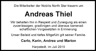 In 1984 he was a member of the west german handball team which won the silver medal. Traueranzeigen Von Andreas Thiel Nordwest Trauer De