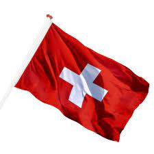 De vlag van zwitserland toont een wit kruis in het centrum van een vierkant rood gebied. Vlag Van Zwitserland Eenvoudig Bestellen Top Kwaliteit Beste Service