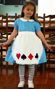 Trace the card symbol and letter on the paper and then cut them out. Peach Patterns Handmade Alice In Wonderland Costume For Book Week