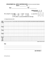 Bowel Movement Monthly Recording Chart Form Fill Out And