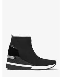 Michael Kors Leather Skyler Stretch Knit Sock Sneaker In Black Lyst