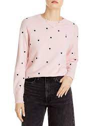 Aqua Embroidered Heart Cashmere Sweater 100 Exclusive Bloomingdale S