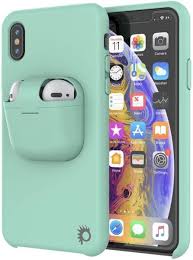 Punkcase Iphone Xs Max Airpods Case Holder Centerpods Series Teal In 2020 Phone Case Design Case Iphone Models