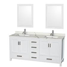 What kind of countertops do you get at lowes? Wyndham Collection Wcs141472dwhcqunsm24 Sheffield 72 Inch Double Bathroom Vanity In White Calacatta Quartz