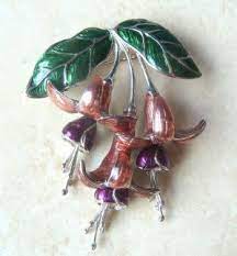 Vintage Enamel Articulated Fuchsia Flower Brooch By Fish And Crown Fuchsia Flower Flower Brooch Brooch