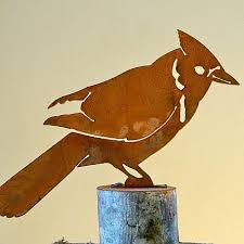 Elegant Garden Design Bird Silhouettes Beautiful Handcrafted Metal Art Rusty Metal Bird Silhouettes At Songbird Garden Metal Birds Blue Jay Bird Bird Statues