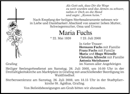 Maria fuchs is on facebook. Traueranzeigen Von Maria Fuchs Trauer Merkur De