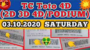 Tc Toto 4d 03 10 2020 Sabtu 3d Sa 100 Youtube