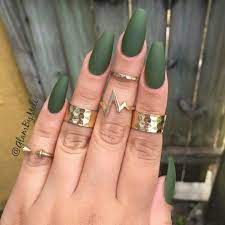 Because biting/chewing/ripping them off is very bad. Army Green Acrylic Nails Green Acrylic Nails Casket Nails Green Nails