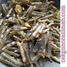 Ia kemudian dicampur dengan rempah dan dibentuk menjadi bentuk siput dengan menggunakan acuan. Resepi Siput Pahat Masak Halia Cikgu Norazimah