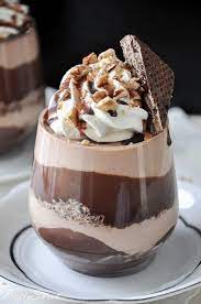 Trifle desserts with coffee served outdoors. Chocolate Hazelnut Dessert In A Glass Prettysweet