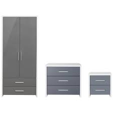 3 pieces bedroom set full size white modern design luxury furniture leather bed. Buy Habitat Broadway Gloss 3 Piece Wardrobe Set Grey White Bedroom Furniture Sets Argos