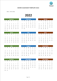 Word Calendar Template 2022 Templates At Allbusinesstemplates Com