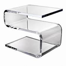 The entire table is a thick piece of durable clear acrylic that has been curled and shaped for maximum function. Acrylic Coffee Tables Furniture Tea Tables Bedside Tables Reading Desk Drinking Table Counter Global Sources
