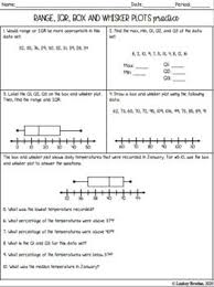 Box And Whisker Plots Notes And Worksheets In 2020 High School Algebra School Algebra Probability Worksheets