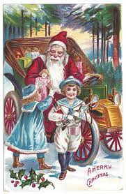Vintage Christmas Postcard Santa Giving Toys Children Boy Girl Car Automobile Christmas Christmas Postcard Vintage Christmas Vintage Christmas Cards