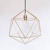 The curved rectangular glass shade features a metallic grid of geometric shapes, adding a dose of contemporary style in a subtle way. 1