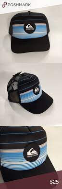 Quicksilver Trucker Hat Stripe Black Blue White Blue And White Trucker Hat Blue