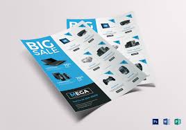 Dark blue geometric business solutions a4 flyer. Electronic Big Sale Flyer Design Template In Word Psd Publisher
