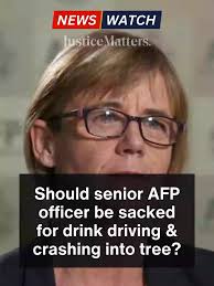 Should senior AFP officer be sacked for drink driving & crashing into tree?  Australian Federal Police Commander Danielle Woodward has been stood down  after crashing her car into a tree and registering ...