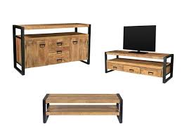 Des meubles de qualité pour toutes les pièces de votre intérieur. Pack Sejour Industriel 3 Meubles Harlem