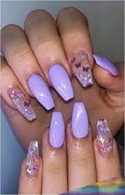 She says her nail artist killed the butterfly shorties, and we can't argue with that. Notitle Lavender Nails Purple Acrylic Nails Short Acrylic Nails Designs