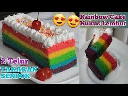 Itulah resep dan cara membuat bolu tape kukus yang simpel untuk camilan keluarga. Rainbow Cake Kukus 2 Telur Takaran Sendok Super Lembut Youtube Kue Pelangi Resep Kue Kue
