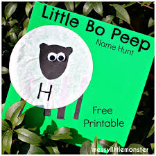 Printable little bo peep coloring page. Little Bo Peep Name Hunt Messy Little Monster