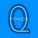 Neon style light letter Q. Glowing neon Capital letter. 3D ...