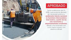 Perú comenzará a fines de este año a enviar sus exportaciones a brasil a través de la carretera interoceánica sur, anunció el titular del ministerio de comercio exterior y turismo (mincetur), martín pérez. Congreso Aprueba Ley Que Impulsa La Carretera Interoceanica Centro Peru Brasil Gobierno Del Peru
