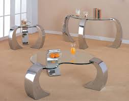 Glass coffee and end table sets. Contemporary Heart Shape Glass Chromed Coffee End Table Set