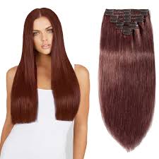 Clip in hair extensions is now available on hairextensionsale at very low cost. 8 Pcs Double Weft Straight Clip In Remy Hair Extensions 33 Dark Auburn