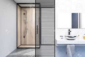 hexagon tile and white wall bathroom