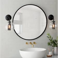 Hub Modern And Contemporary Bathroom Vanity Mirror In 2020 Round Mirror Bathroom Accent Mirrors Bathroom Mirror