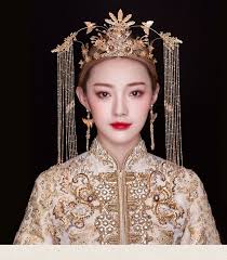中国風髪飾 チャイナ風ティアラ かんむり 冠 中華風古代宮廷唐装 漢服用アクセサリー フリンジ 王冠 豪華変身道具 写真撮影道具 結婚式 皇后 お姫様着用ティアラ 花嫁 舞台 文化祭 コス チャイナ風髪飾りセット spring sounds 髪飾り 王冠 唐装