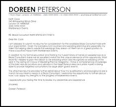 Bridal Consultant Cover Letter Sample Cover Letter Templates Examples