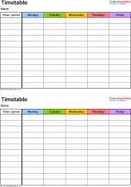 Timetables As Free Printable Templates For Microsoft Excel