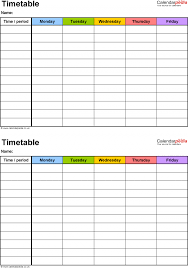 timetables as free printable templates for microsoft excel