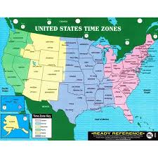 U S Map Includes State Names And Large Cities And Is Color Coded To Show The Different Time Zones World Map Includ In 2020 Us World Map Time Zone Map Learning Cards