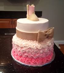 Rustic Baby Shower Cake Cute I Wouldn T Want The Cowgirl Boot On Top Though And Not Pink Rustic Baby Shower Cake Baby Shower Cakes Girl Girl Shower Cake