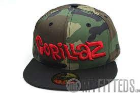 Gorillaz Woodland Camouflage Jet Black Scarlet New Era Fitted Cap New Era Hats New Era Fitted New Era