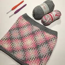 Joined My Color Pooling Piece In The Round To Make A Little Girls Skirt Added A Grey Border And It Is Finished Pooling Crochet Crochet Girls Crochet Goodies